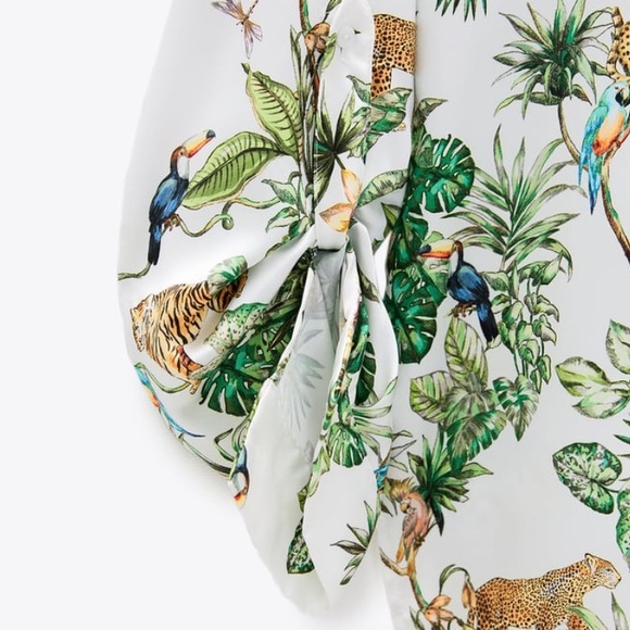 NWT Zara Animal Lon Sleeve Blouse Beige Gr… - Picture 5 of 7